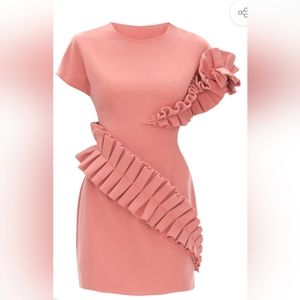 Andrea Iyamah Safia mini dress in peach rose